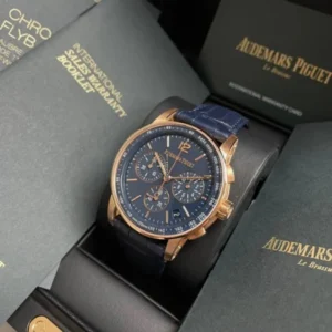 Audemars Piguet Chronograph Rose Gold/Blue Dial Alligator Leather Strap 2021 New 26393OR.OO.A321CR.01